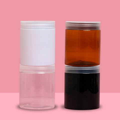 250g Tall Plastic Jar With Clear Lid