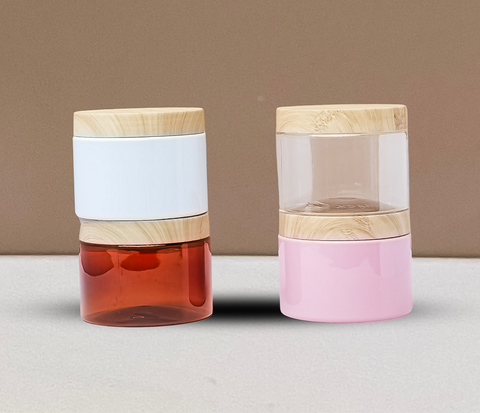 300g Plastic Jar With Bamboo Lid