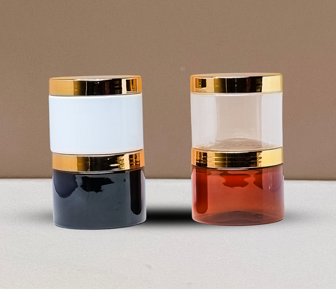 300g Plastic Jar With Gold Electroplated Lid