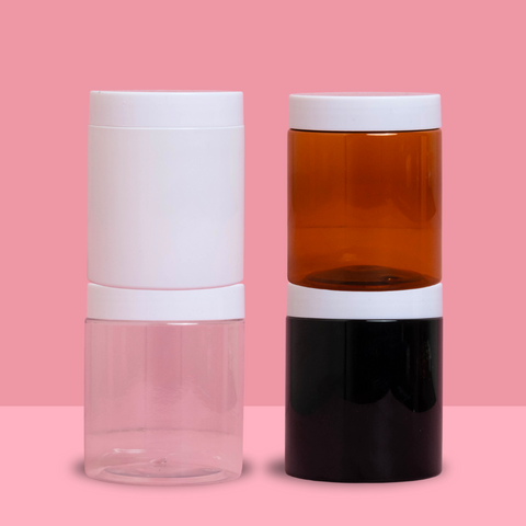 250g Tall Plastic Jar With White Lid