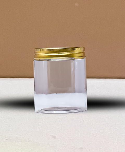 250g Tall Plastic Jar With Gold Aluminium Lid