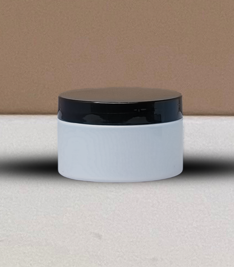 250g Wide Plastic Jar With Black Lid