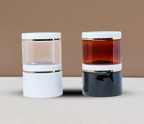 300g Plastic Jar White Lid With Gold Strip