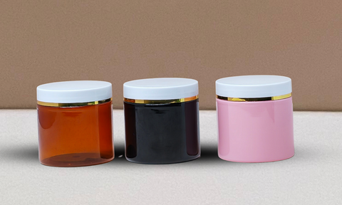 200g Plastic Jar White Lid With Gold Strip