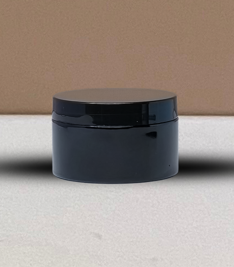 250g Wide Plastic Jar With Black Lid