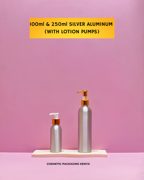 100ml Silver Aluminium - With Lotion Pump