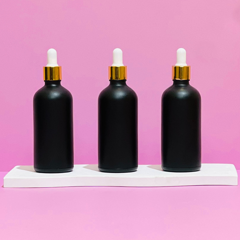 100Ml Glass Bottle With Gold White Dropper (Round)