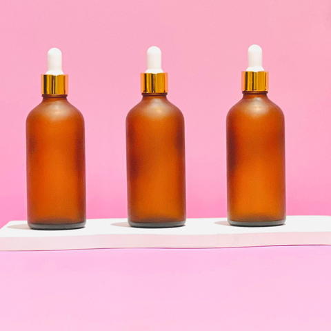 100Ml Glass Bottle With Gold White Dropper (Round)