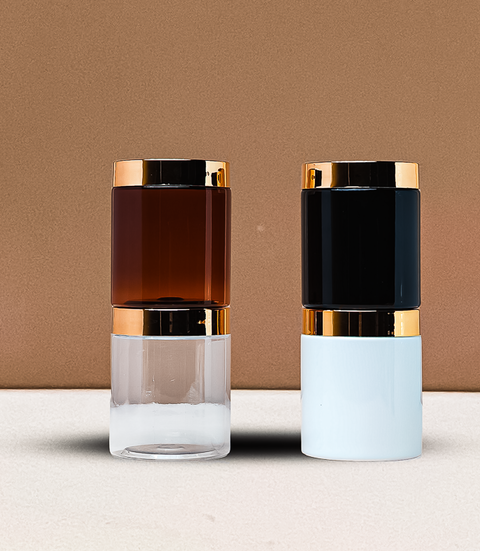 250g Tall Plastic Jar With Gold Electroplated Lid