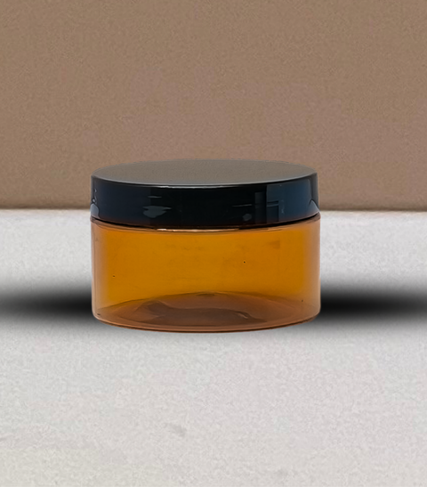250g Wide Plastic Jar With Black Lid