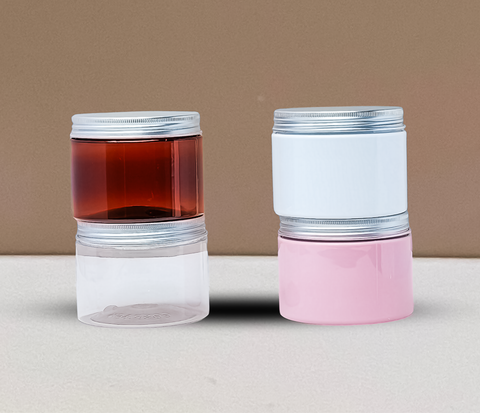 300g Plastic Jar With Silver Aluminium Lid