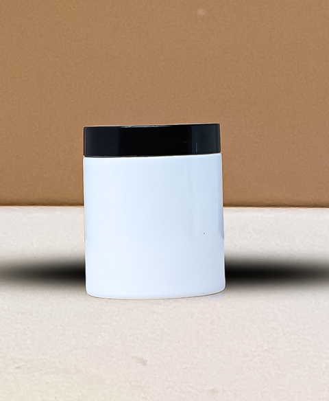 250g Tall Plastic Jar With Black Lid