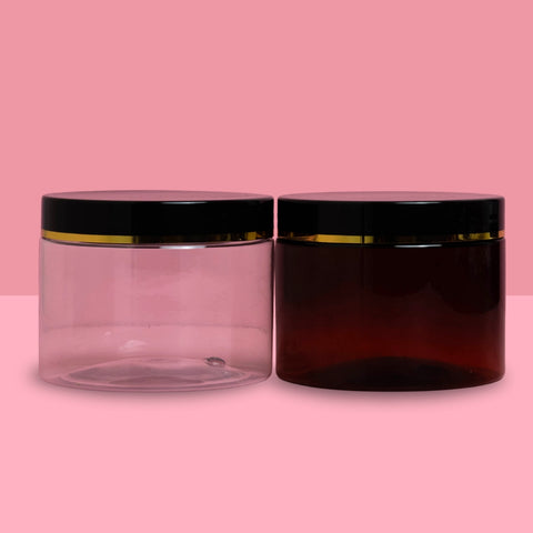 300g Plastic Jar Black Lid With Gold Strip