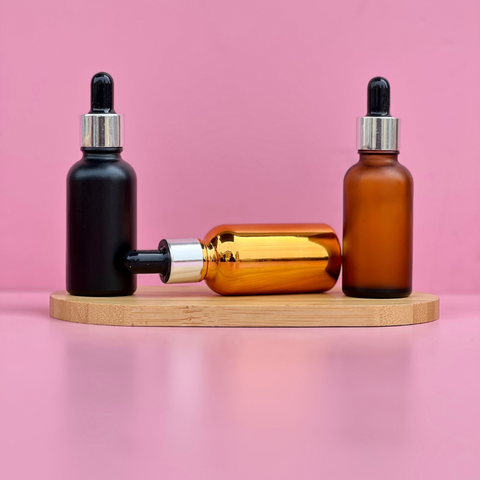 30Ml Glass Bottle With Silver Black Dropper (Round)