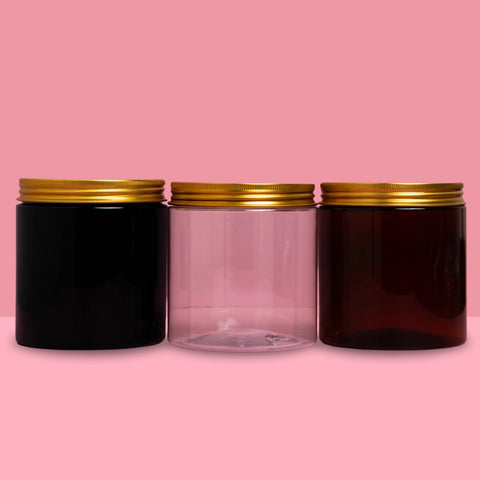 500g Plastic Jar With Gold Aluminium Lid