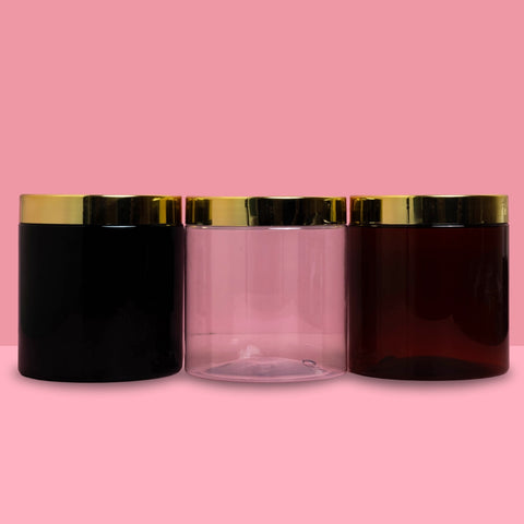 500g Plastic Jar With Gold Electroplated Lid