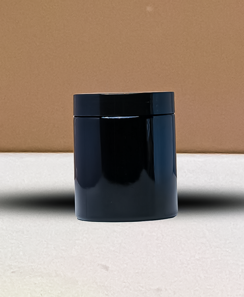 250g Tall Plastic Jar With Black Lid