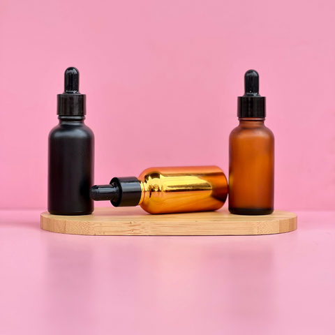 30Ml Glass Bottle With Black Smooth Dropper (Round)