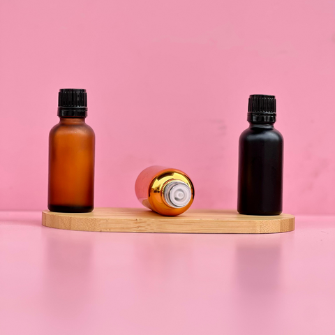 30Ml Glass Bottle With Black Smooth Tamper Proof Cap + Insert (Round)