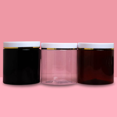 500g Plastic Jar With White Lid with Gold strip