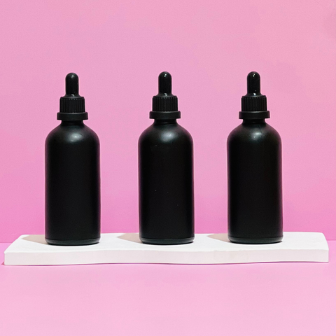 100Ml Glass Bottle With Black Tamper Proof Dropper (Round)