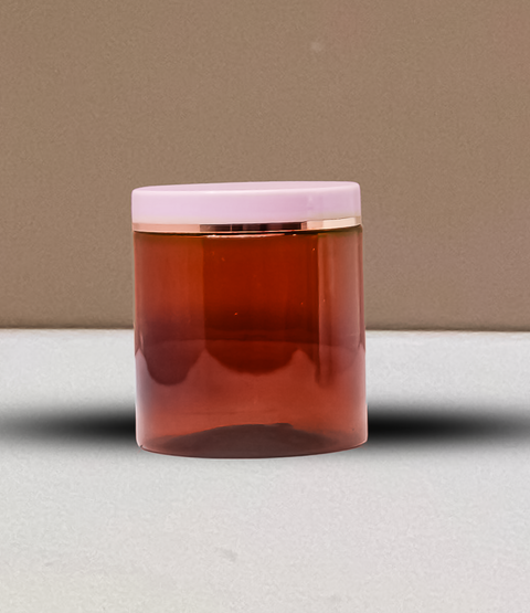 500g Plastic Jar With Pink Lid with Gold Strip