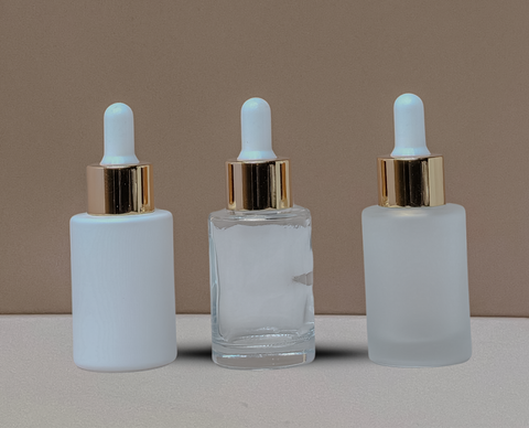 30Ml Glass Bottle With Gold White Dropper (Flat)
