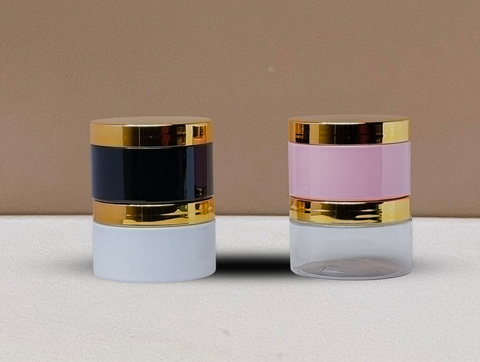 250g Wide Plastic Jar With Gold Electroplated Lid