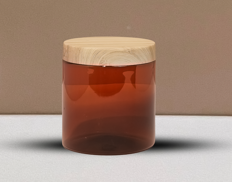 500g Wide Plastic Jar With Bamboo Lid