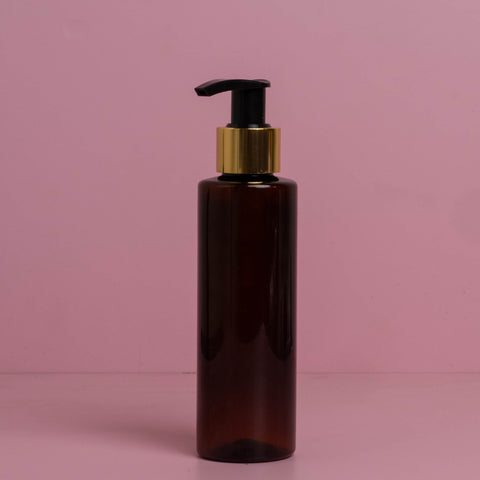 150Ml Pet Bottle With Old Gold Black Lotion Pump