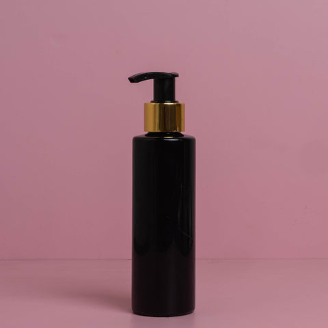 250Ml Tall Pet Bottle With Old Gold Black Lotion Pump