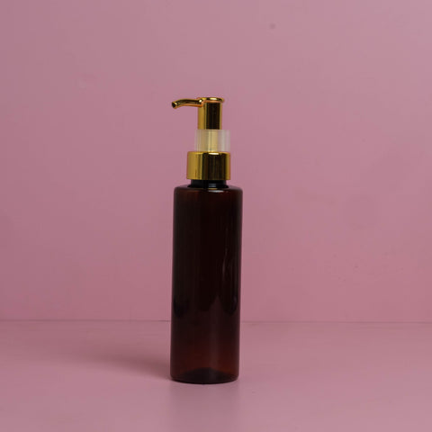 250Ml Tall Pet Bottle With All Gold Lotion Pump