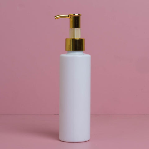 250Ml Tall Pet Bottle With All Gold Lotion Pump