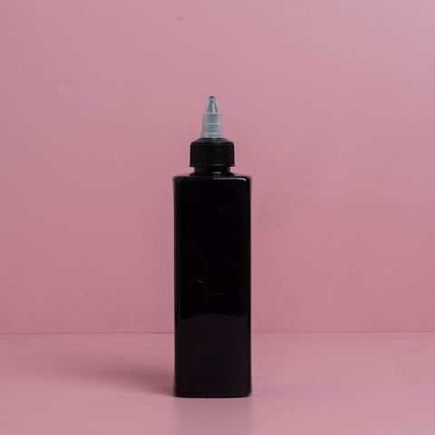 250Ml Square Pet Bottle With Black Applicator With Clear Top