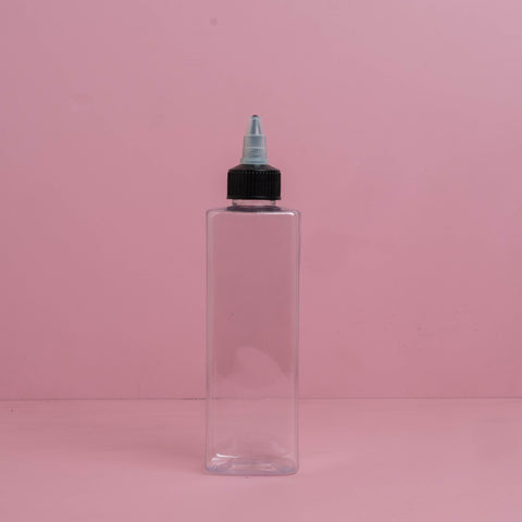 250Ml Square Pet Bottle With Black Applicator With Clear Top