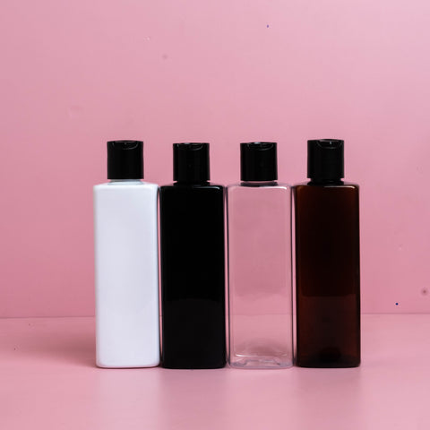 250Ml Square Pet Bottle With Black Press Cap