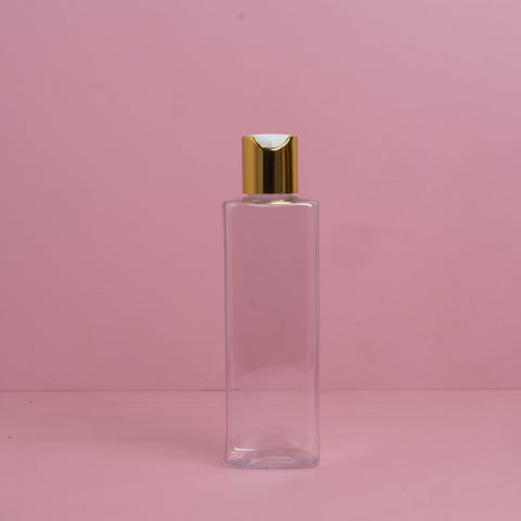 250Ml Square Pet Bottle With Gold Press Cap