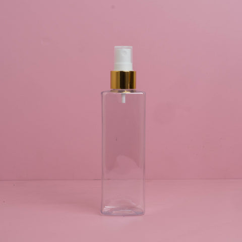 250Ml Square Pet Bottle With Gold Mist Spray