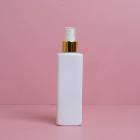 250Ml Square Pet Bottle With Gold Mist Spray