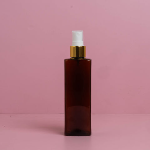 250Ml Square Pet Bottle With Gold Mist Spray