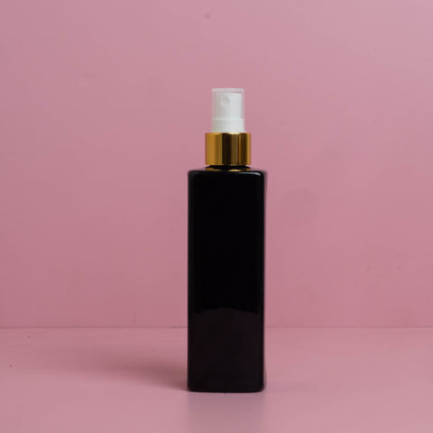 250Ml Square Pet Bottle With Gold Mist Spray