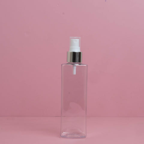 250Ml Square Pet Bottle With Silver Mist Spray