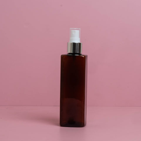 250Ml Square Pet Bottle With Silver Mist Spray