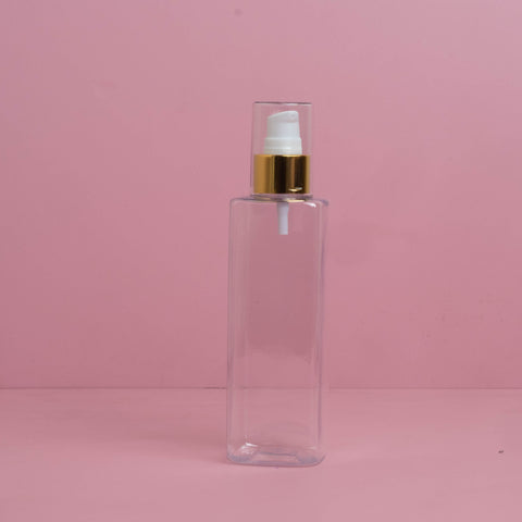 250Ml Square Pet Bottle With Gold Treatment Pump