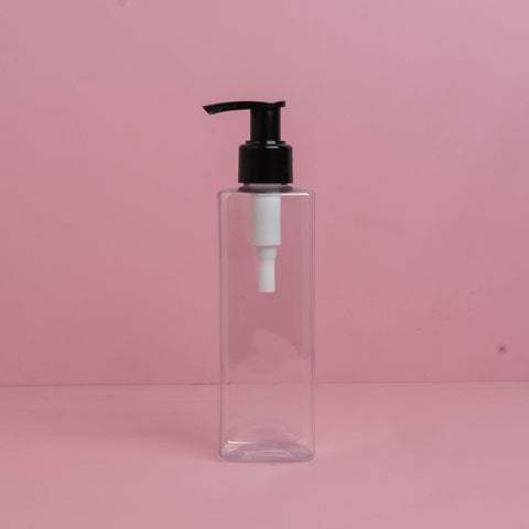 250Ml Square Pet Bottle With Old Black Lotion Pump