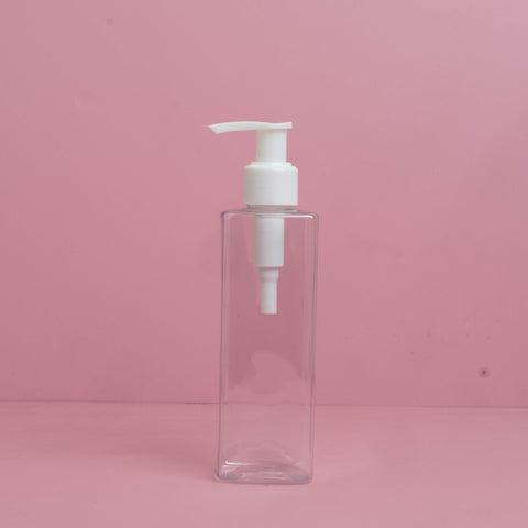 250Ml Square Pet Bottle With Old White Lotion Pump