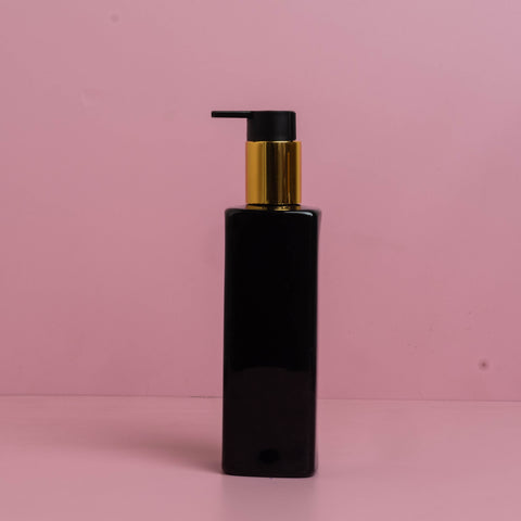 250Ml Square Pet Bottle With New Gold Black Lotion Pump