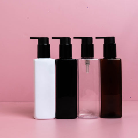 250Ml Square Pet Bottle With New Black Lotion Pump