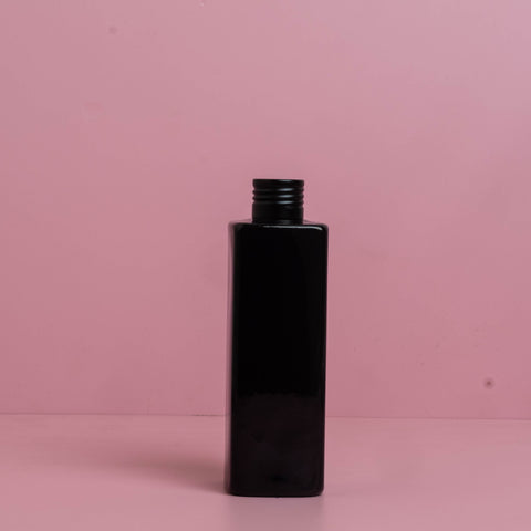 250Ml Square Pet Bottle With Matte Black Aluminium Screw Cap