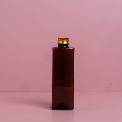 250Ml Square Pet Bottle With Gold Aluminium Screw Caps